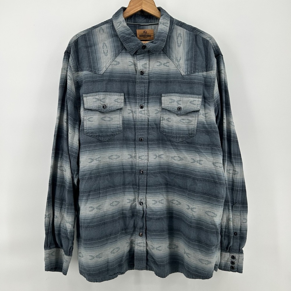 RedHead Ranch Shirt Mens 2XL‎ Pearl Snap Western Southwestern Cowboy Ranch Rodeo